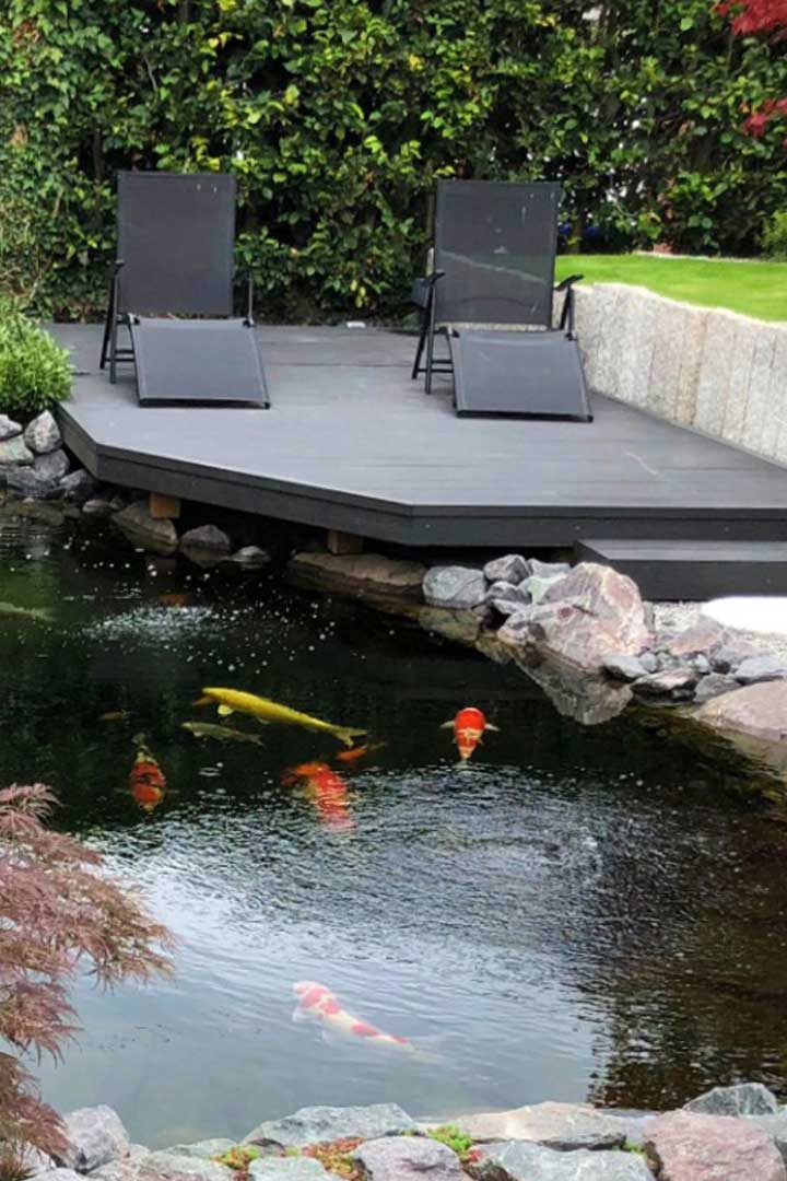 Ponds & Lake Costs 3 Koi Pond with deck