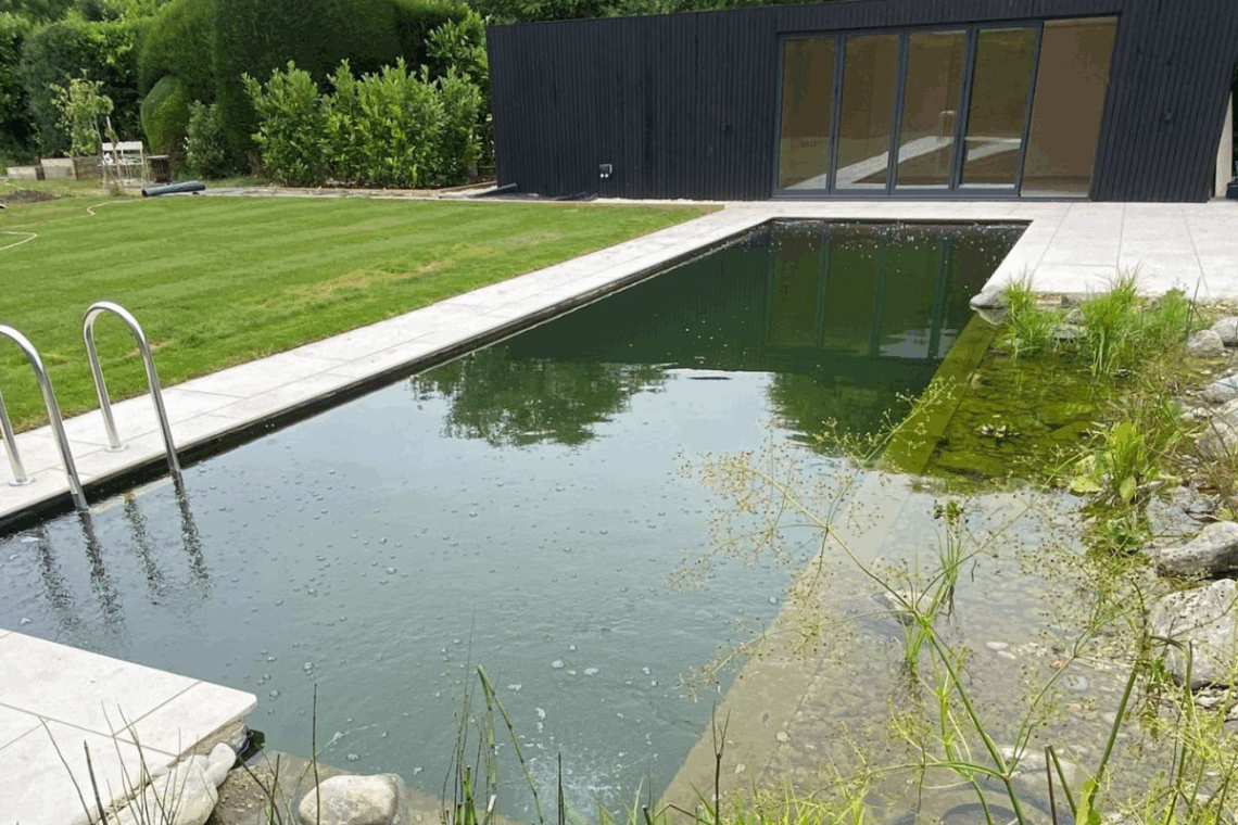 rectangular swimming pond